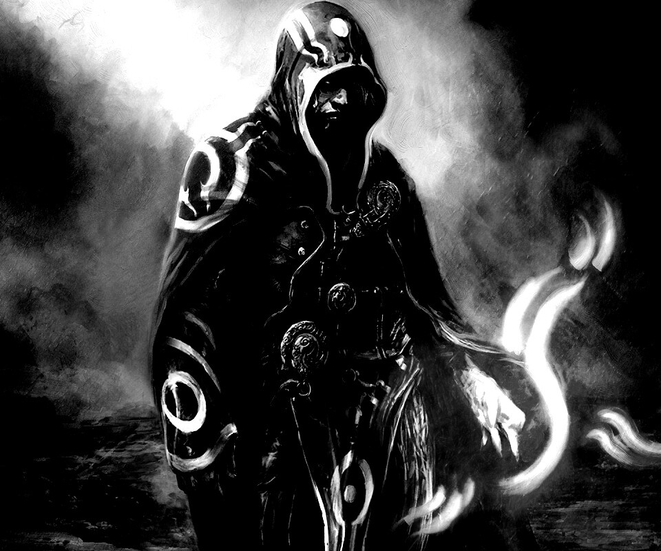 Темный маг в плаще-накидке обои