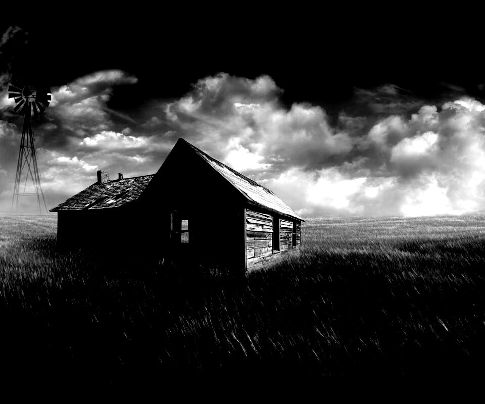 Домик в поле обои