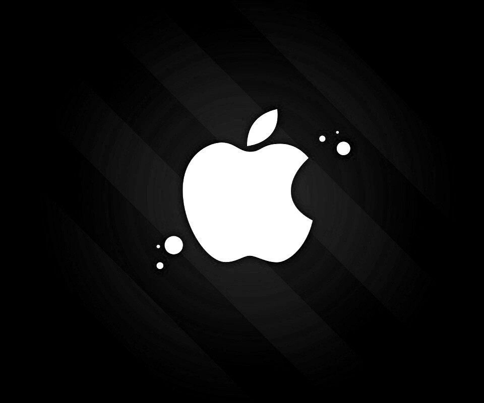 Логотип Apple на фоне голубых полос обои