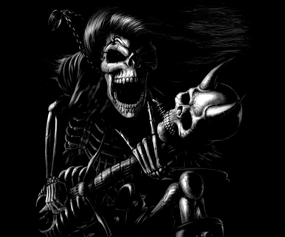Скелет играет на скелет-гитары обои