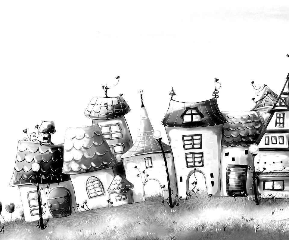 Мультяшный городок обои