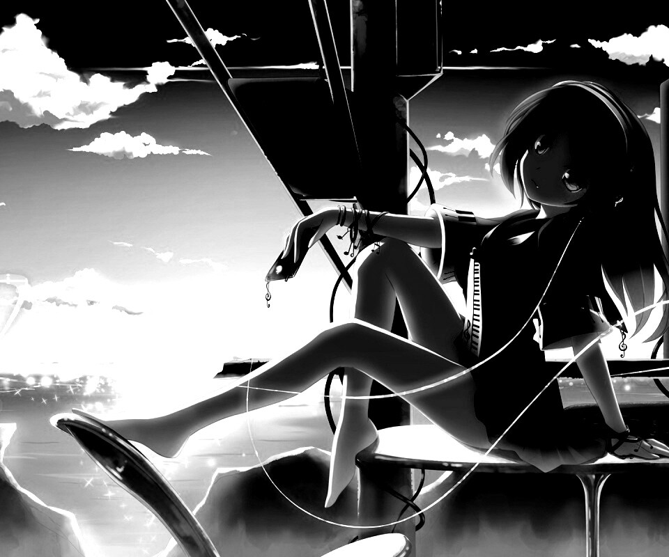 Девочка с плеером обои