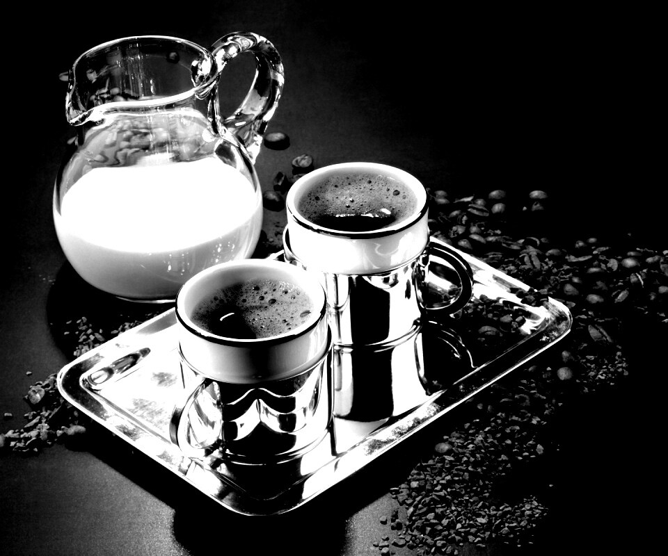 Поднос с кофе обои