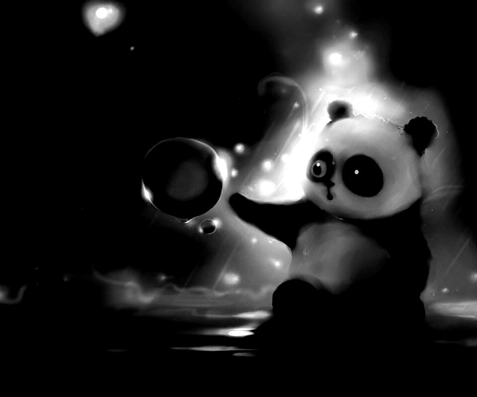 Панда и пузырек обои