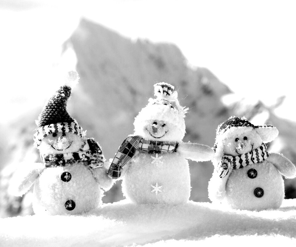 Три снеговика обои