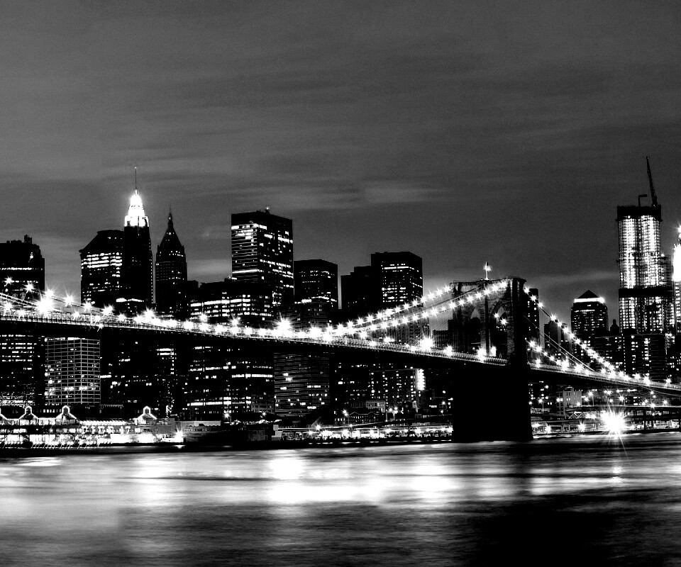 Бруклинский мост на фоне ночного Нью-Йорка обои