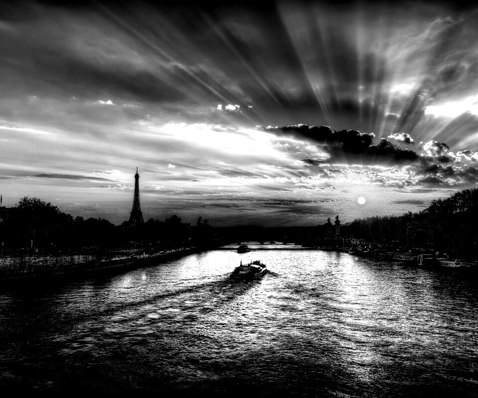 Закат над парижем HDR обои