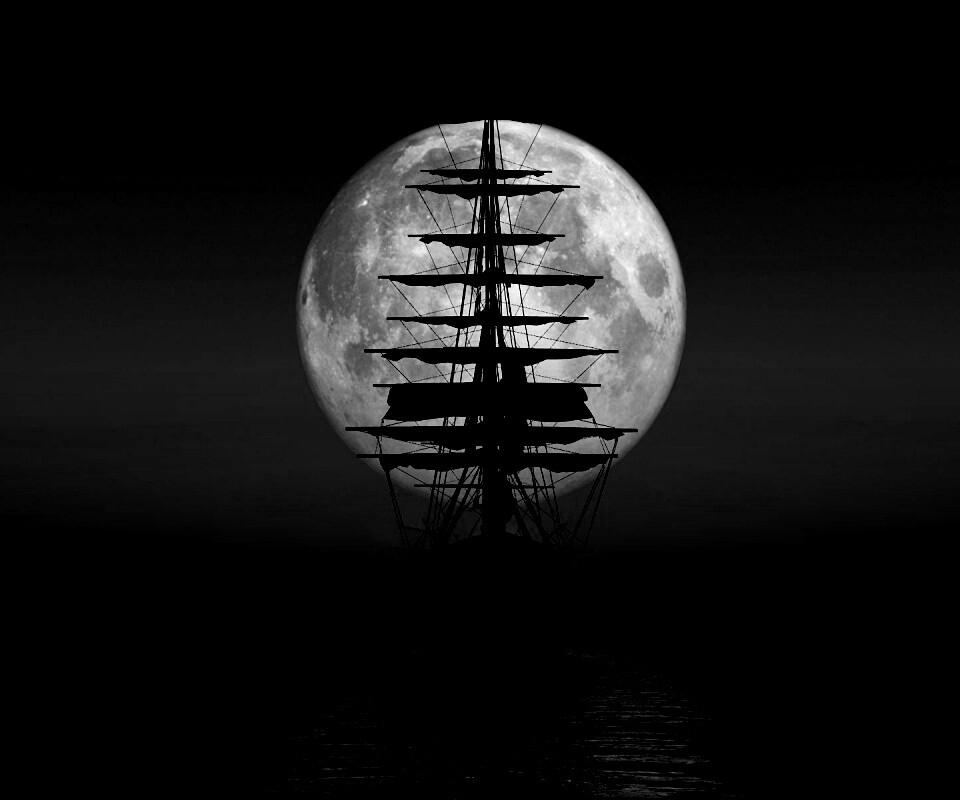 Корабль со спущенными парусами обои