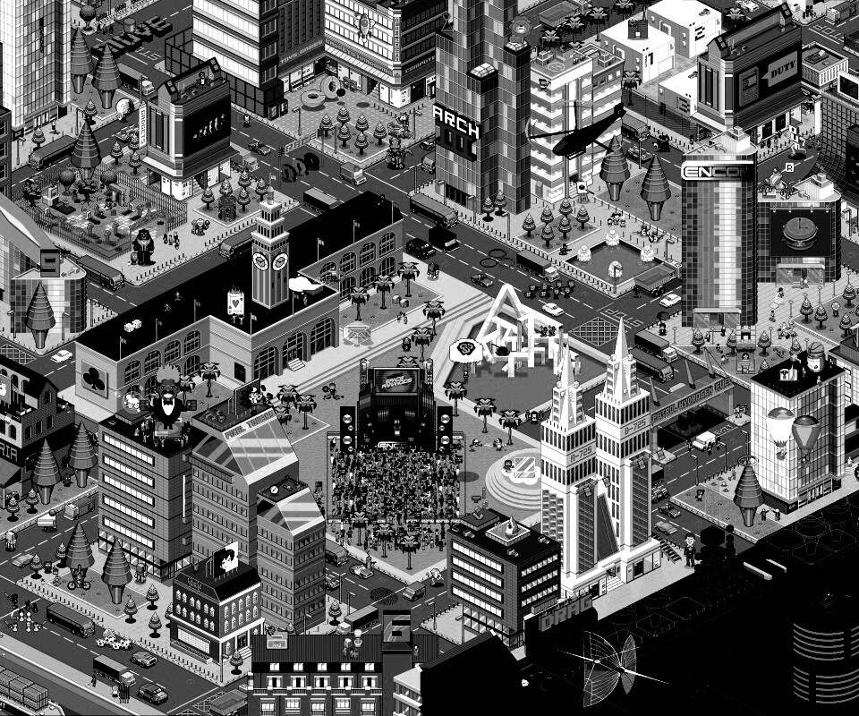 Пиксельный город обои