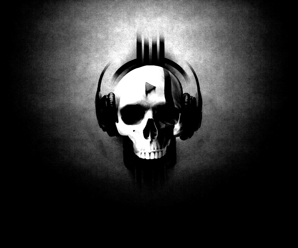 Череп в наушниках обои