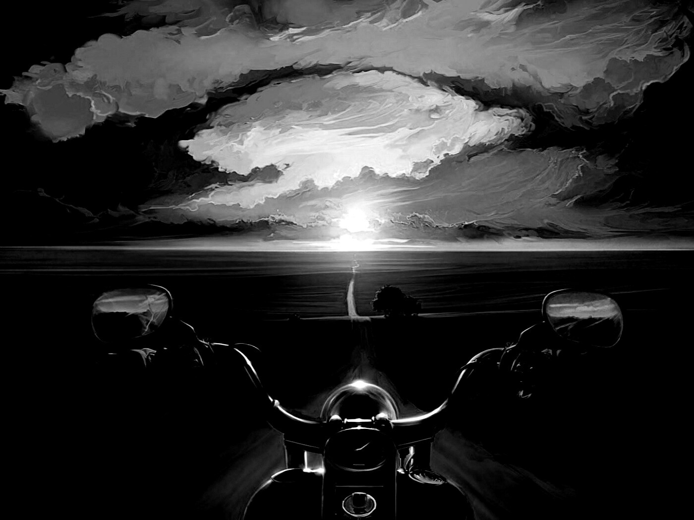 Дорога на закат обои