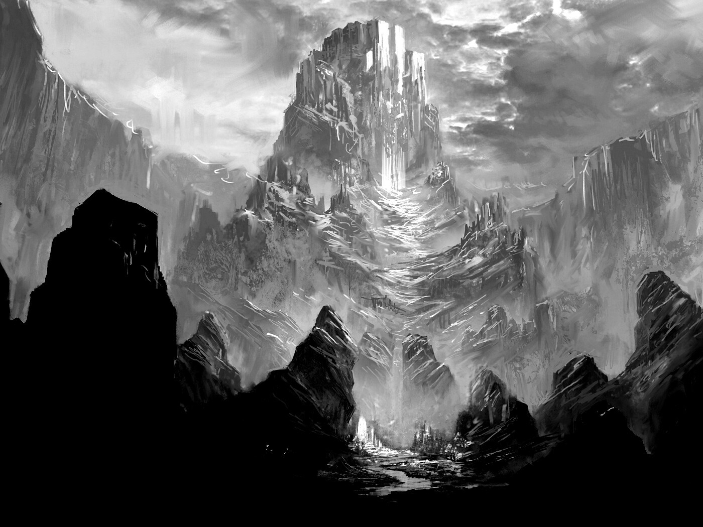 Город в горах обои