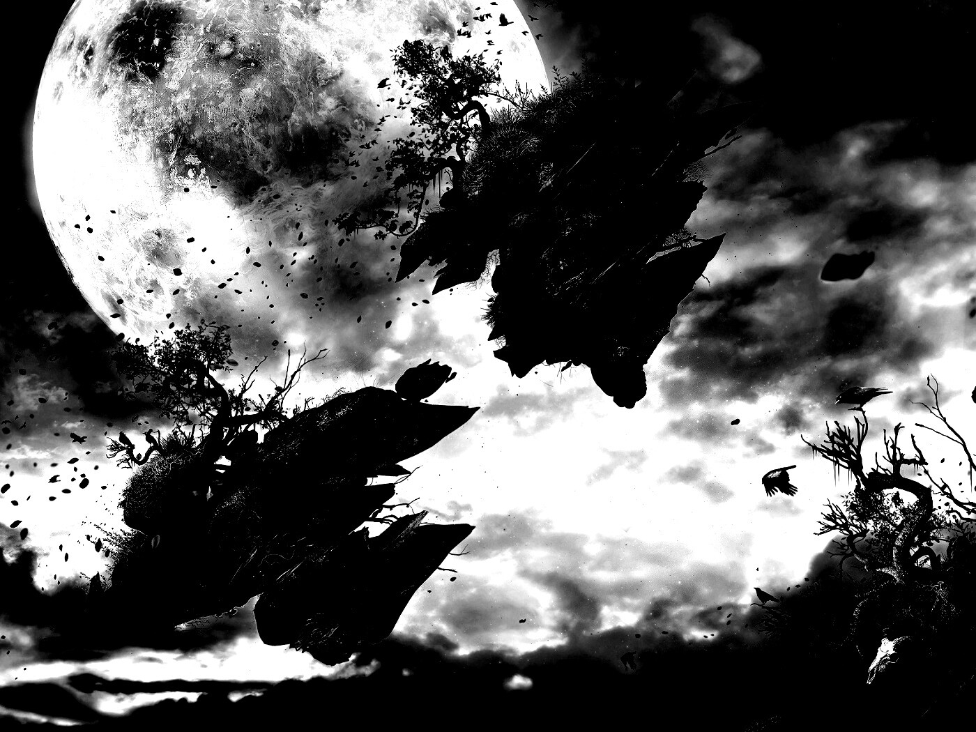 Летящие куски земли обои