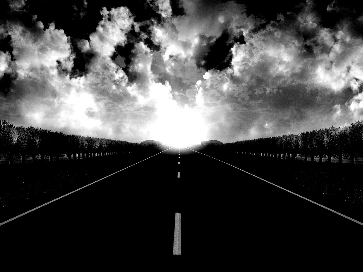 Дорога на закат обои