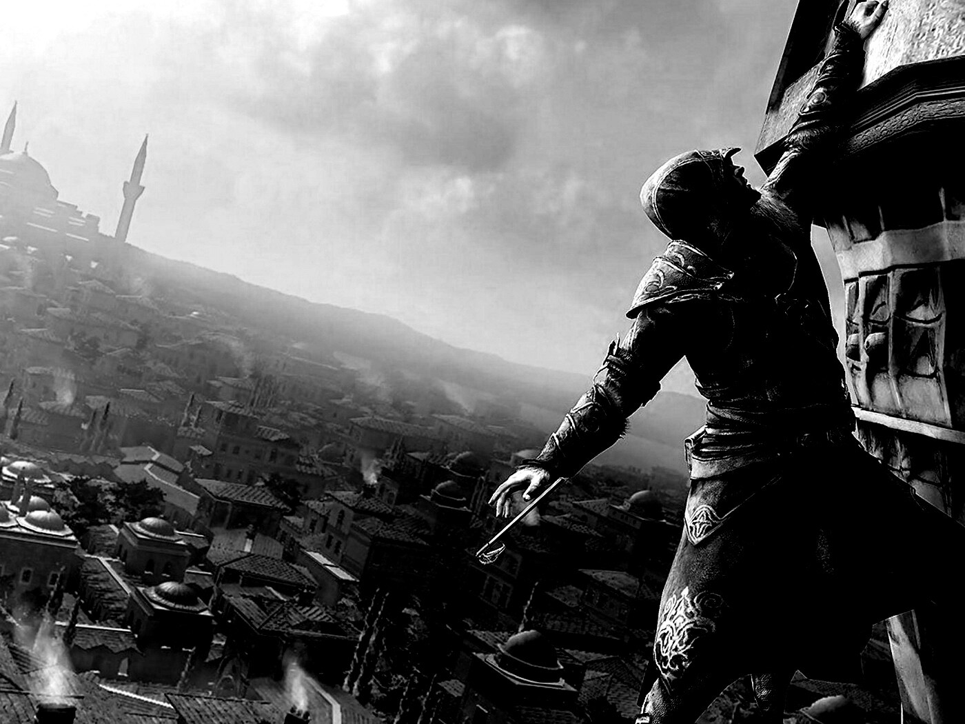 Ассасин лезет на башню обои