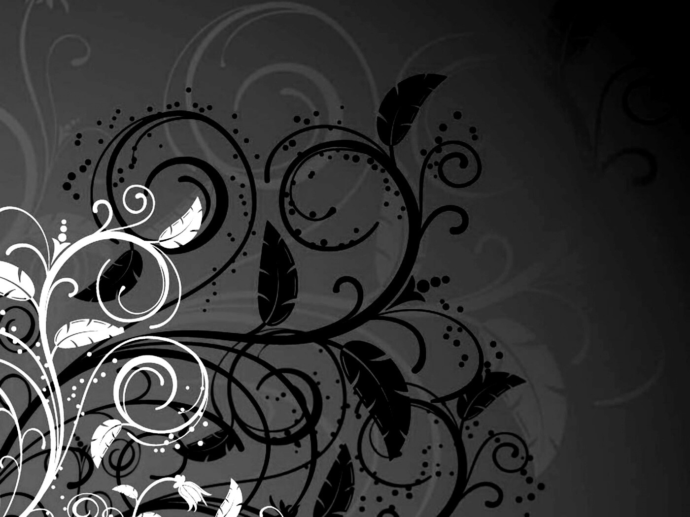 Черно-белые листики на красном фоне обои