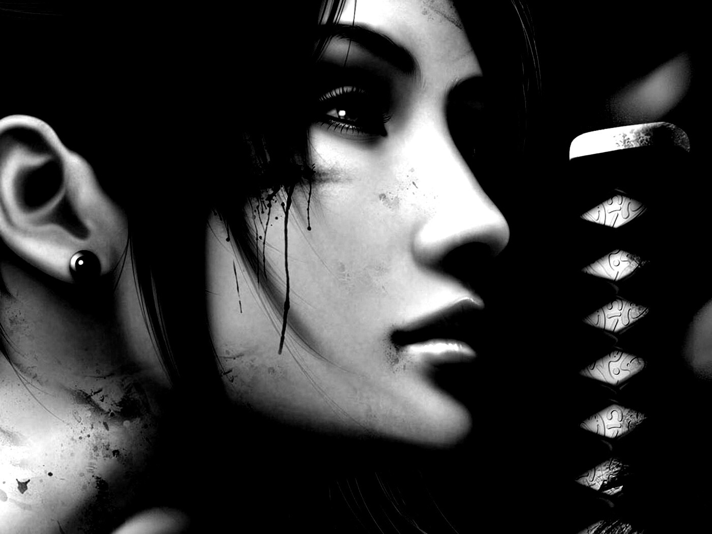 Японка с катаной обои