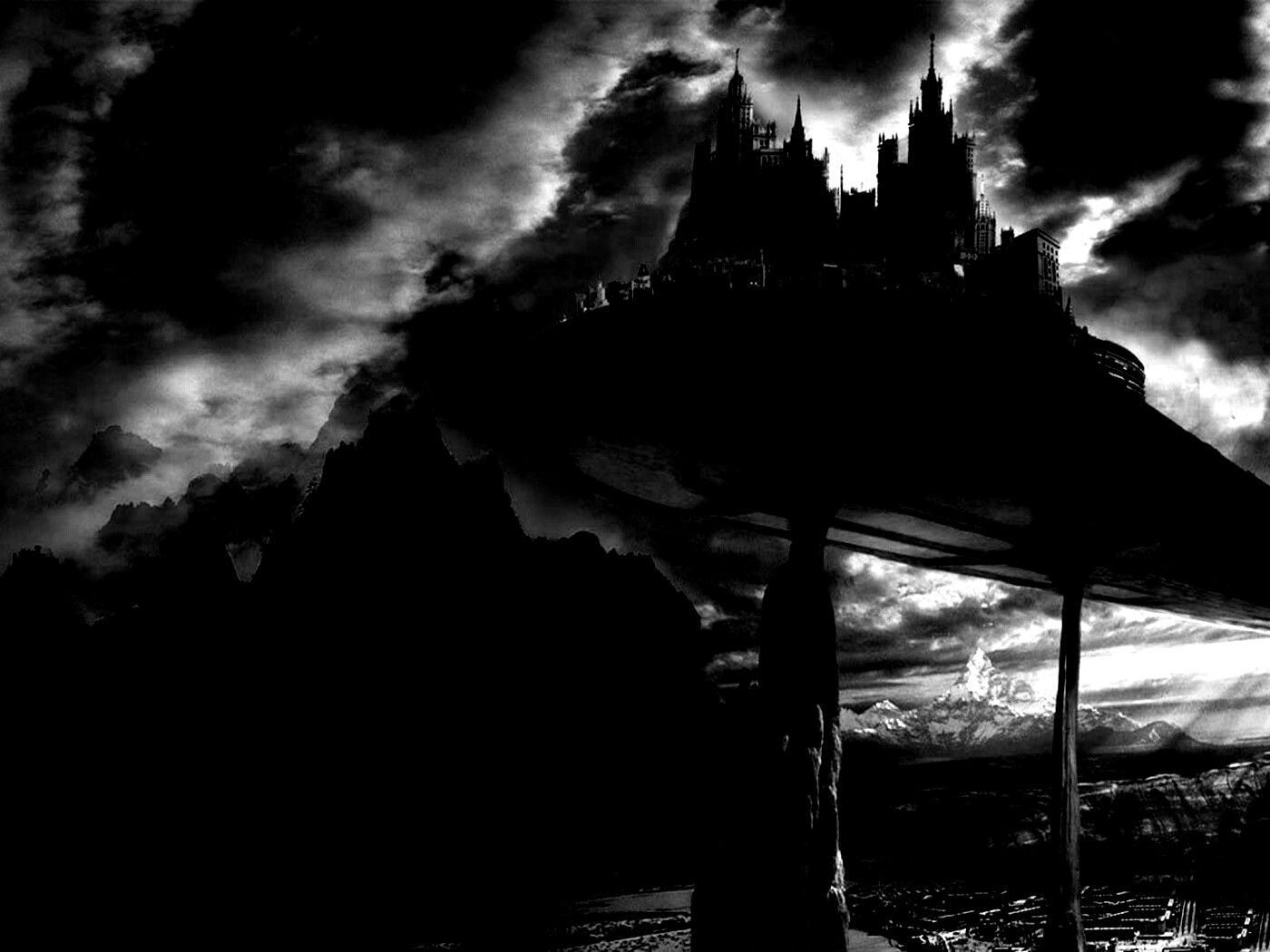 Город на вершине скал обои