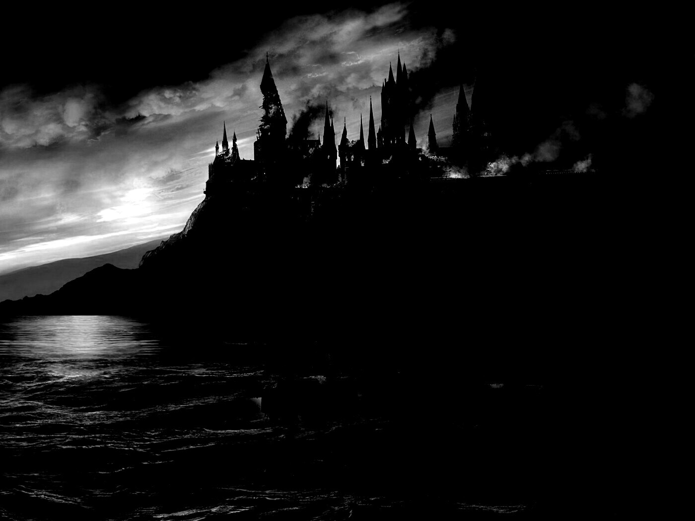 Хогвартс охваченный пламенем обои