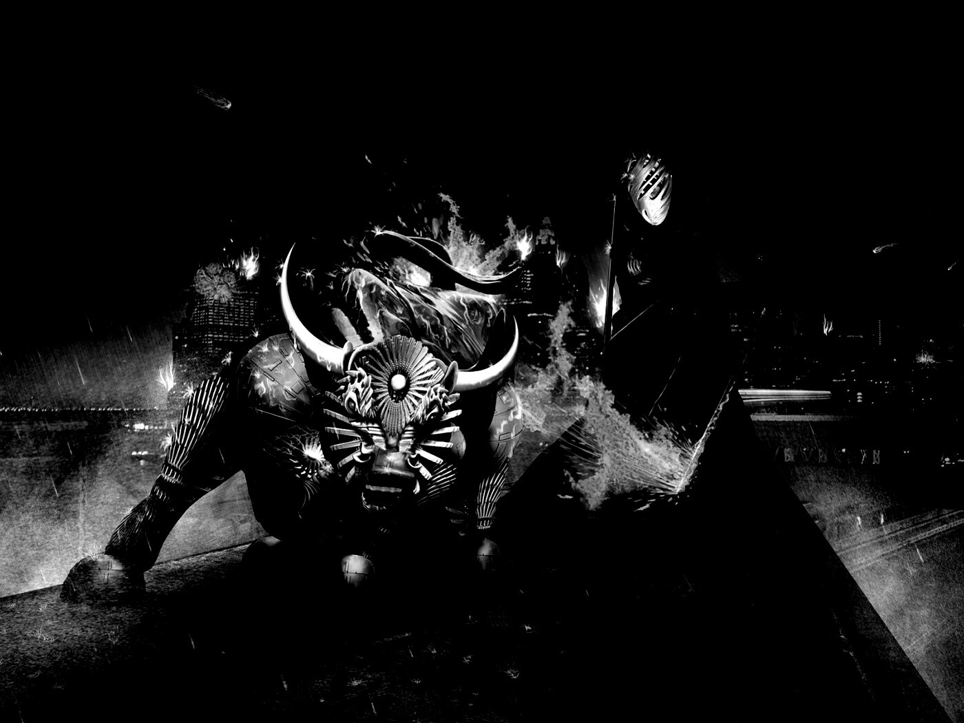 Воин и бык на крыше обои