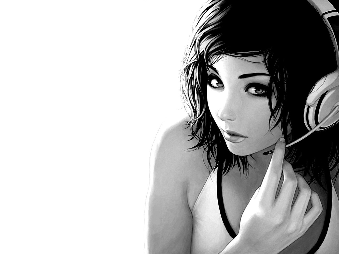 Сексуальная девушка в наушниках с микрофоном обои