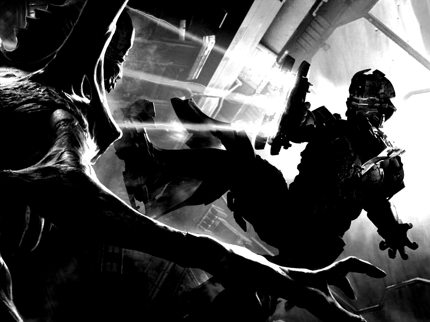 Айзек Кларк стреляет в монстра обои