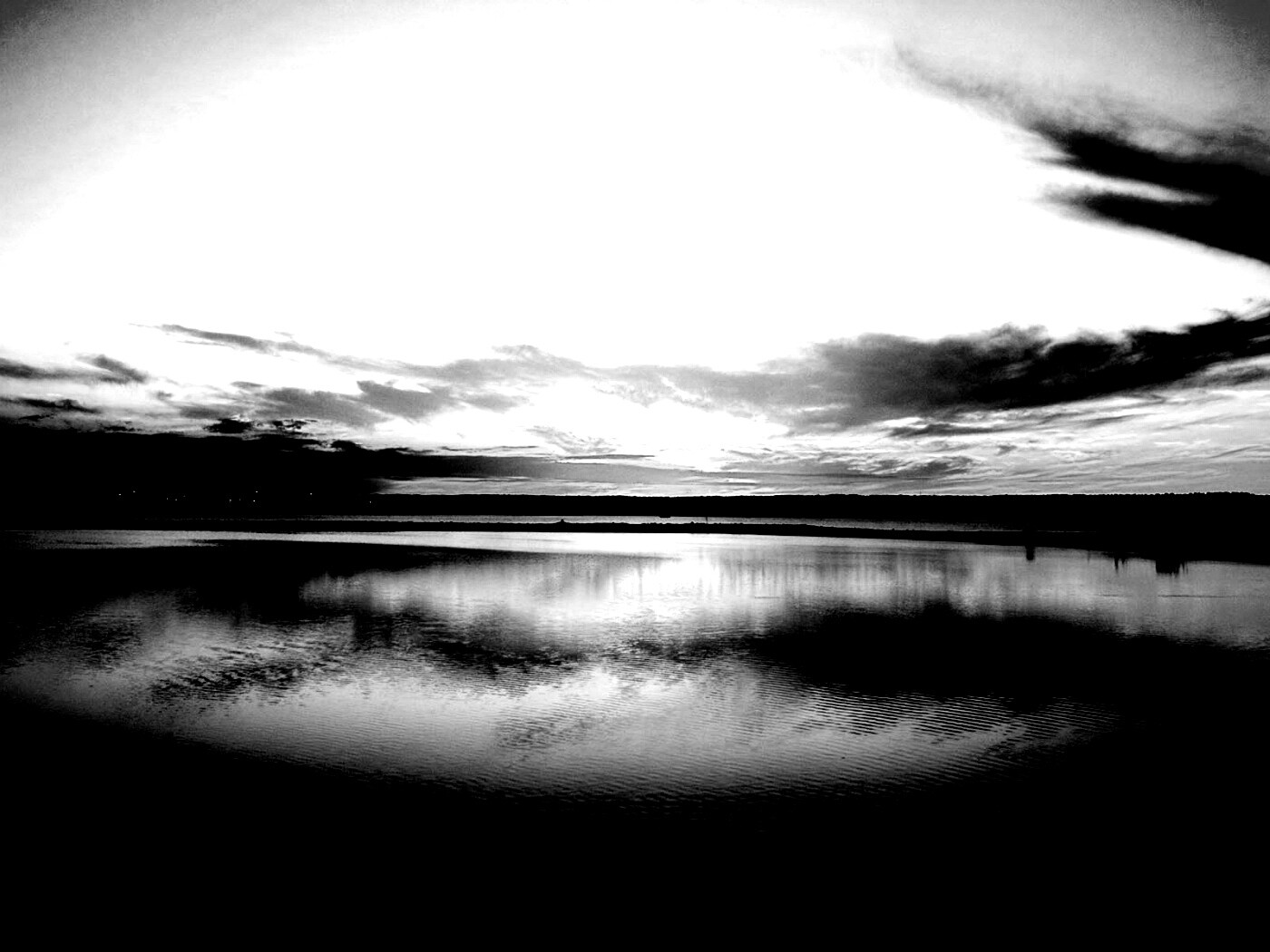 Закат над озером обои