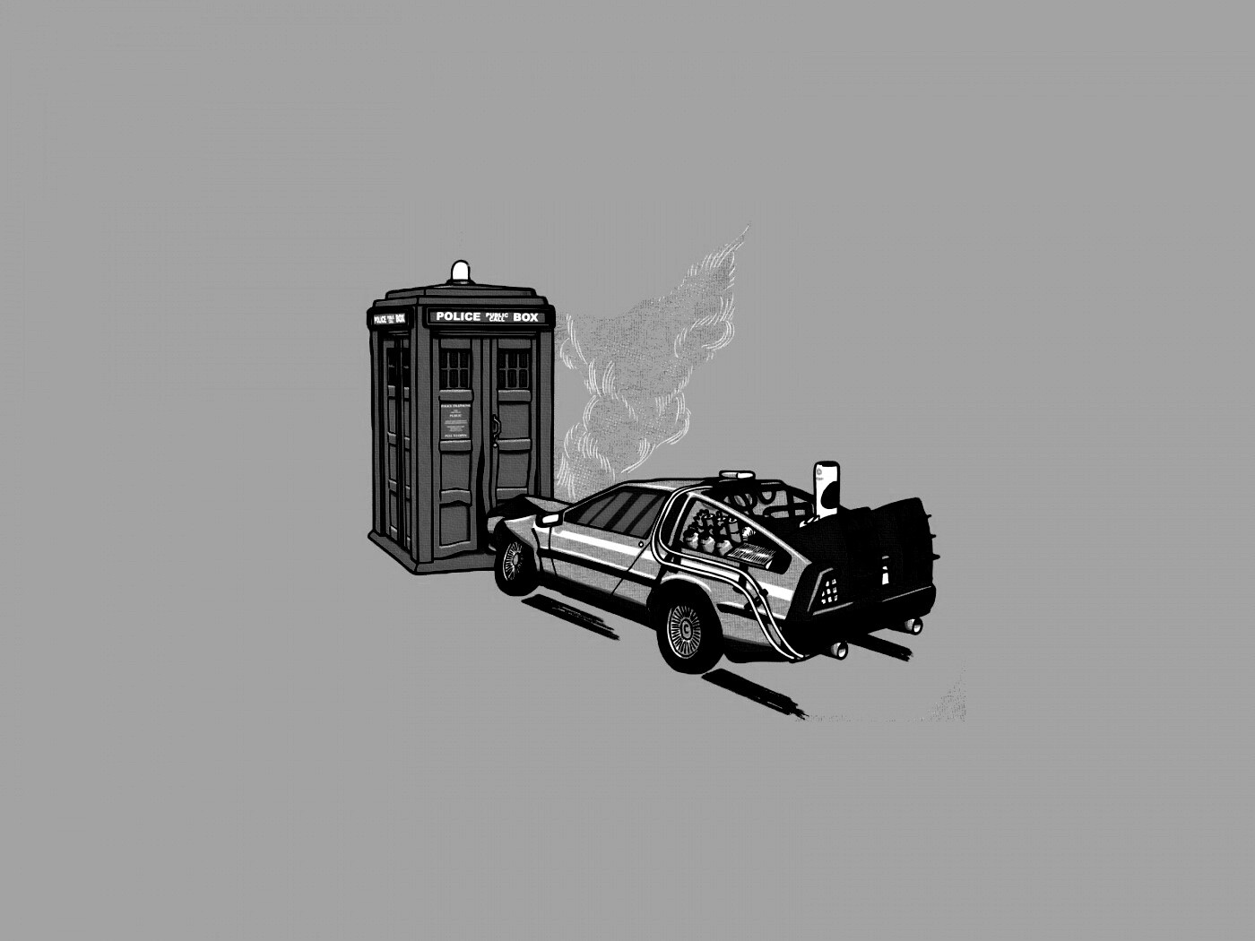 Что будет если ДеЛореан врежется в Тардис? обои