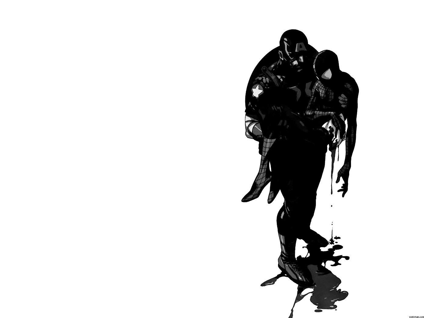 Капитан Америка и раненный Человек-паук обои