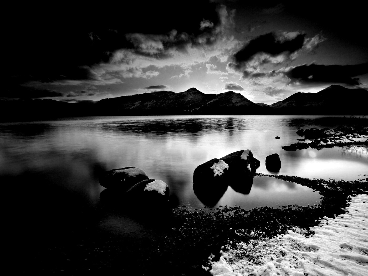 Картинный закат на озере обои