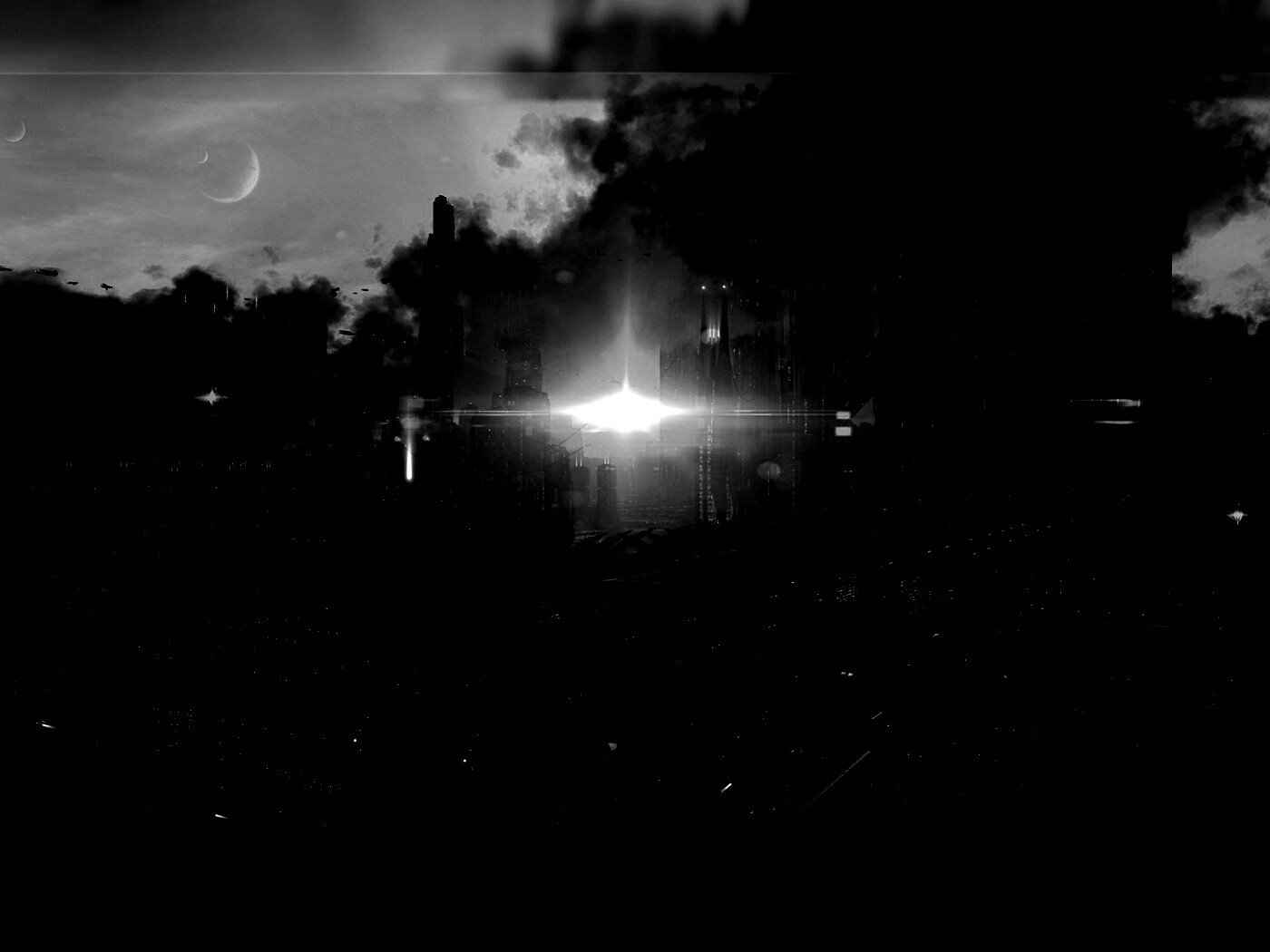 Закат в инопланетном городе обои