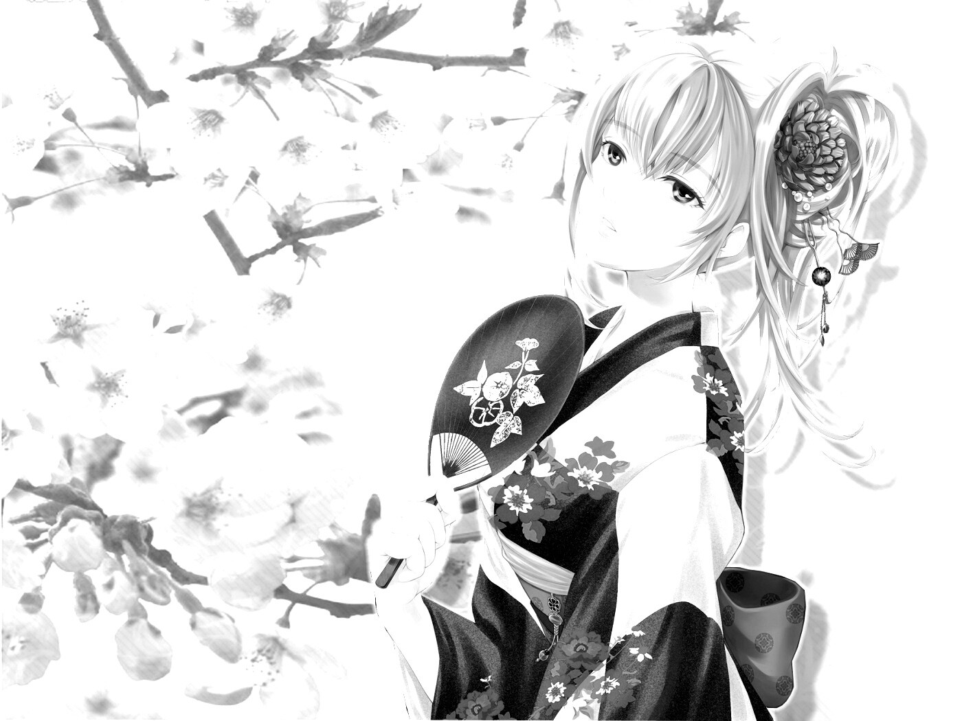 Девушка в кимоно обои