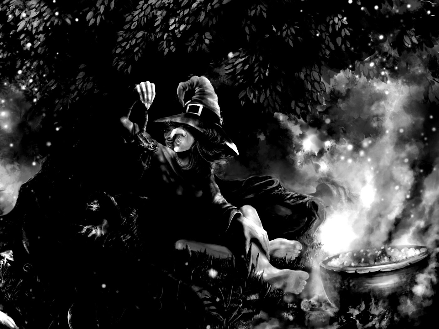 Ведьма варит зелье обои