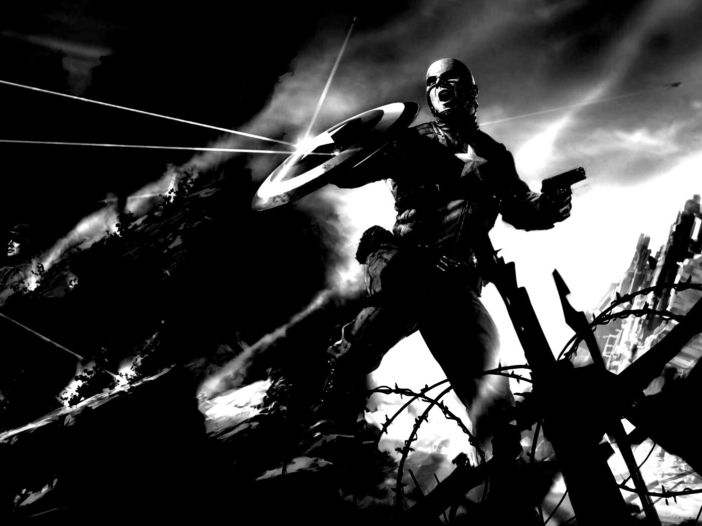 Капитан Америка на баррикадах обои