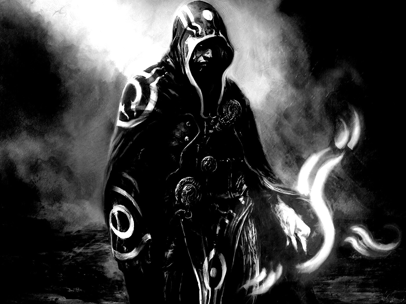 Темный маг в плаще-накидке обои