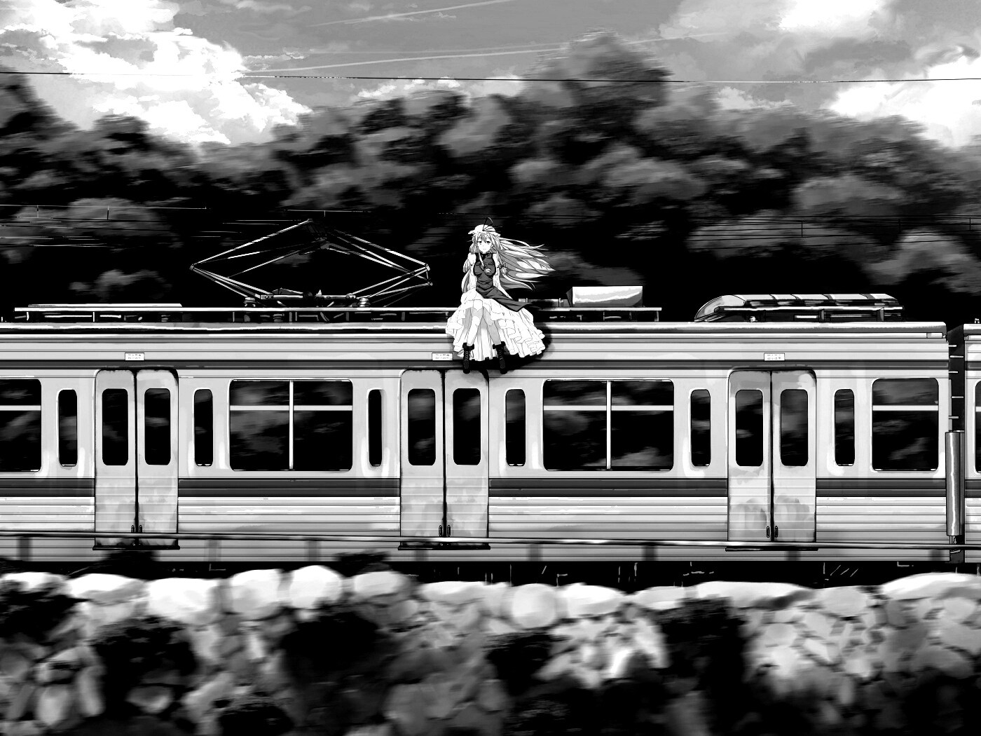 Девушка на крыше поезда обои