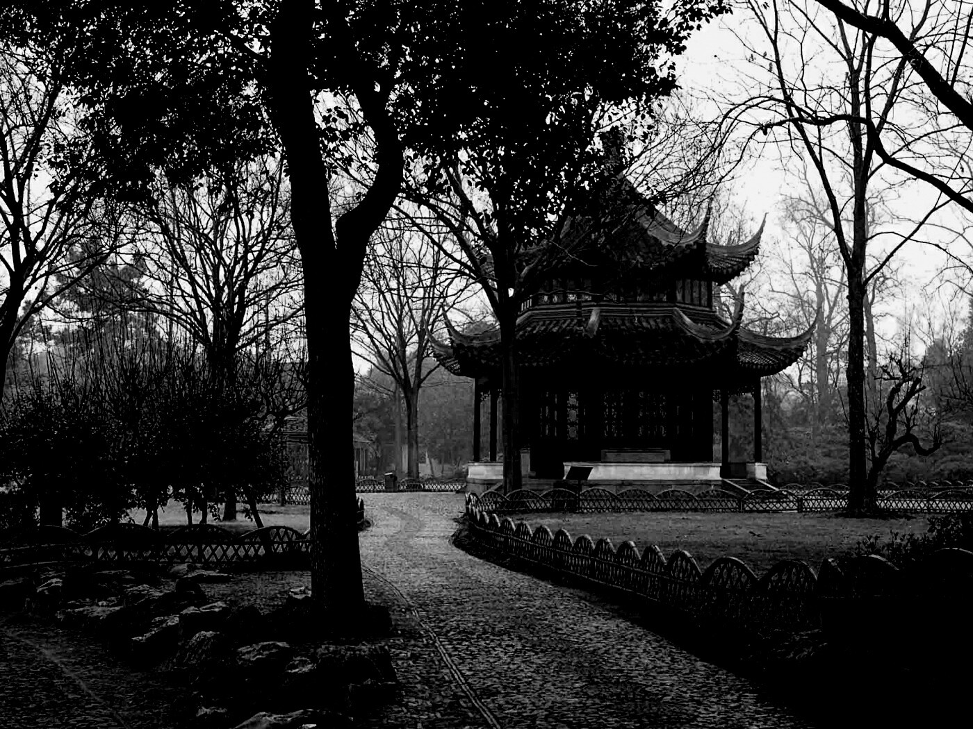 Домик я японском саду обои