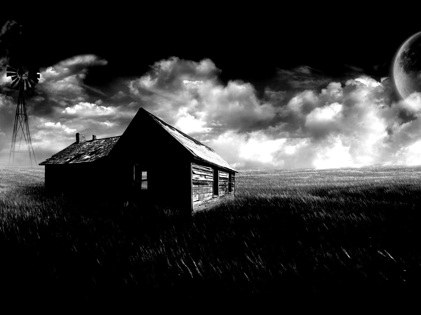 Домик в поле обои