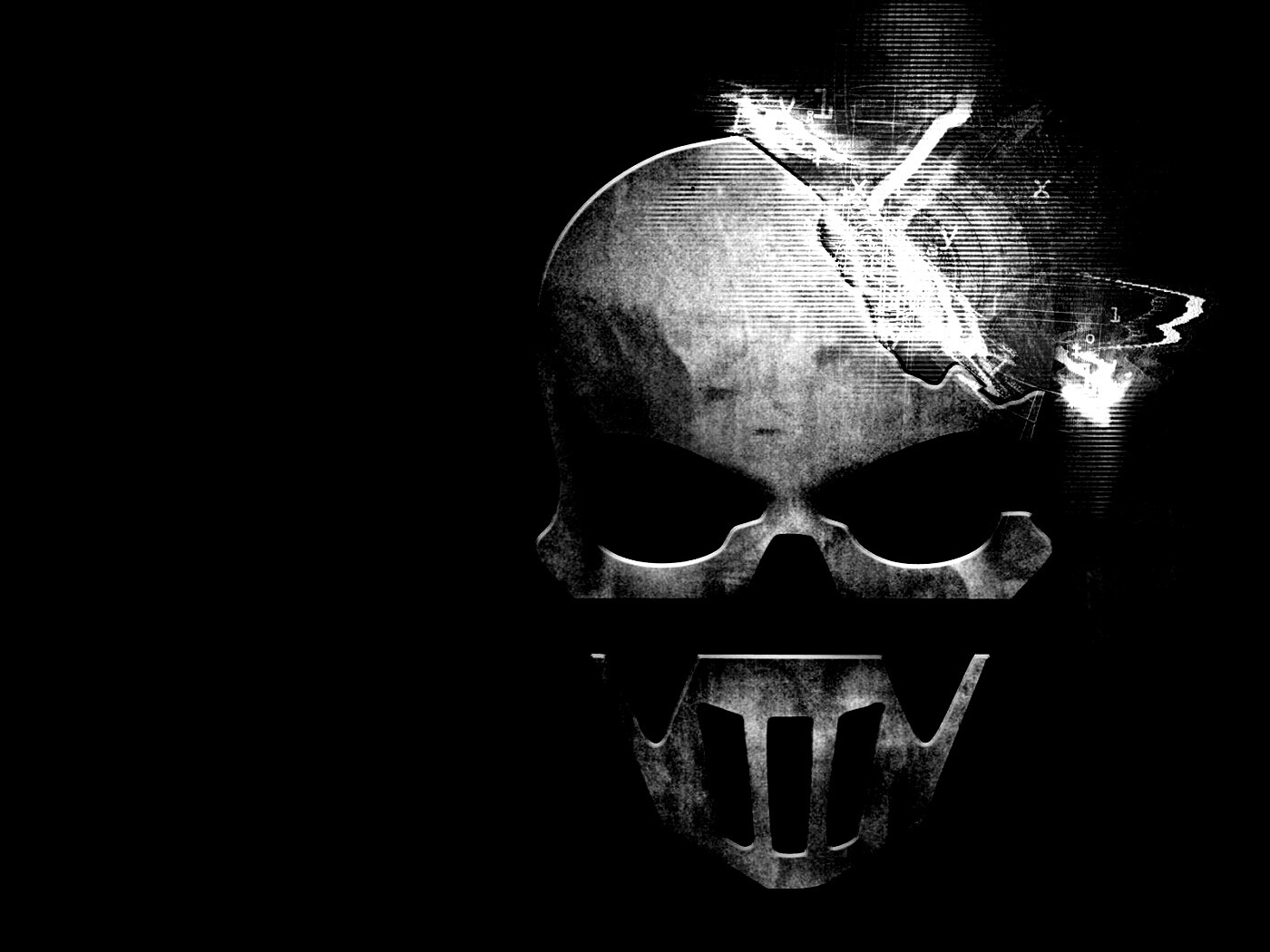 Контур стального черепа обои