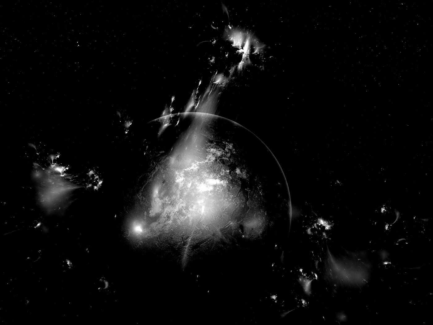 Планета в огнях обои