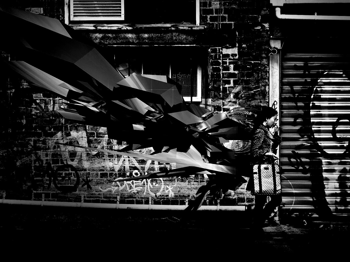 3D граффити на стене обои