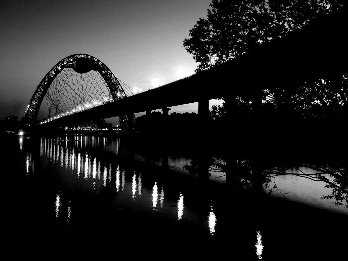 Мост в сумерках обои