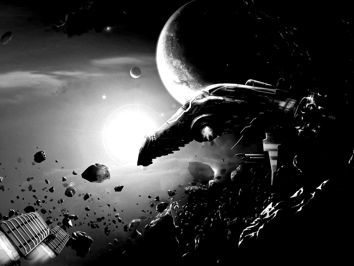 Космические корабли в поясе метеоритов обои