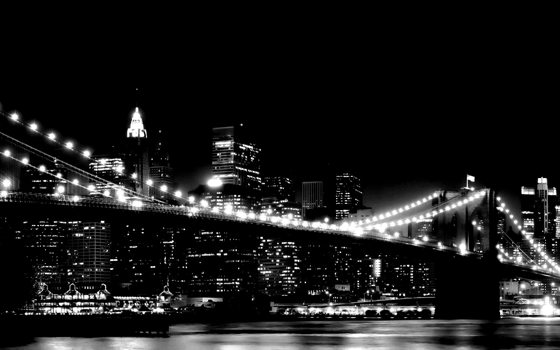 Вид на ночной Нью-Йорк обои