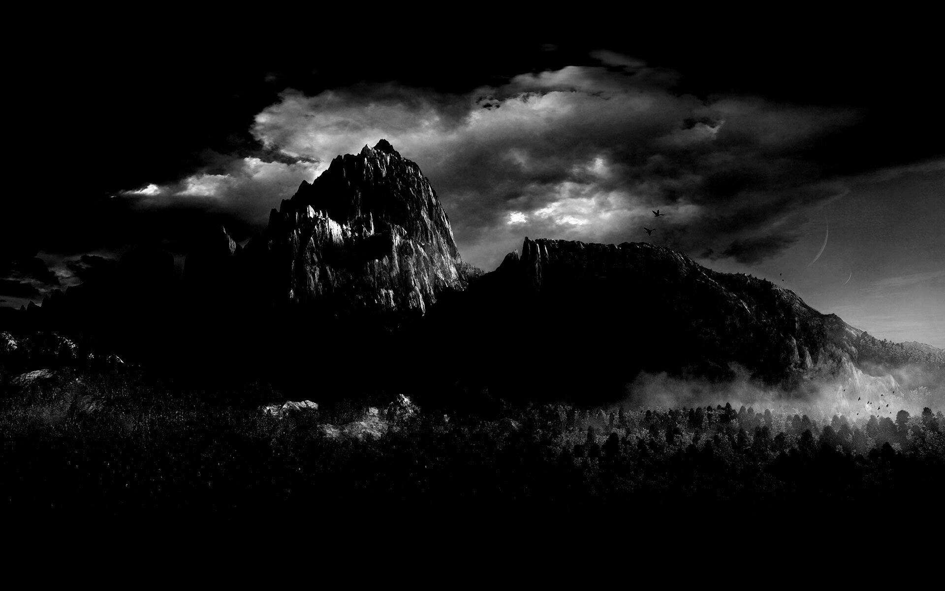 Горы посреди джунглей обои