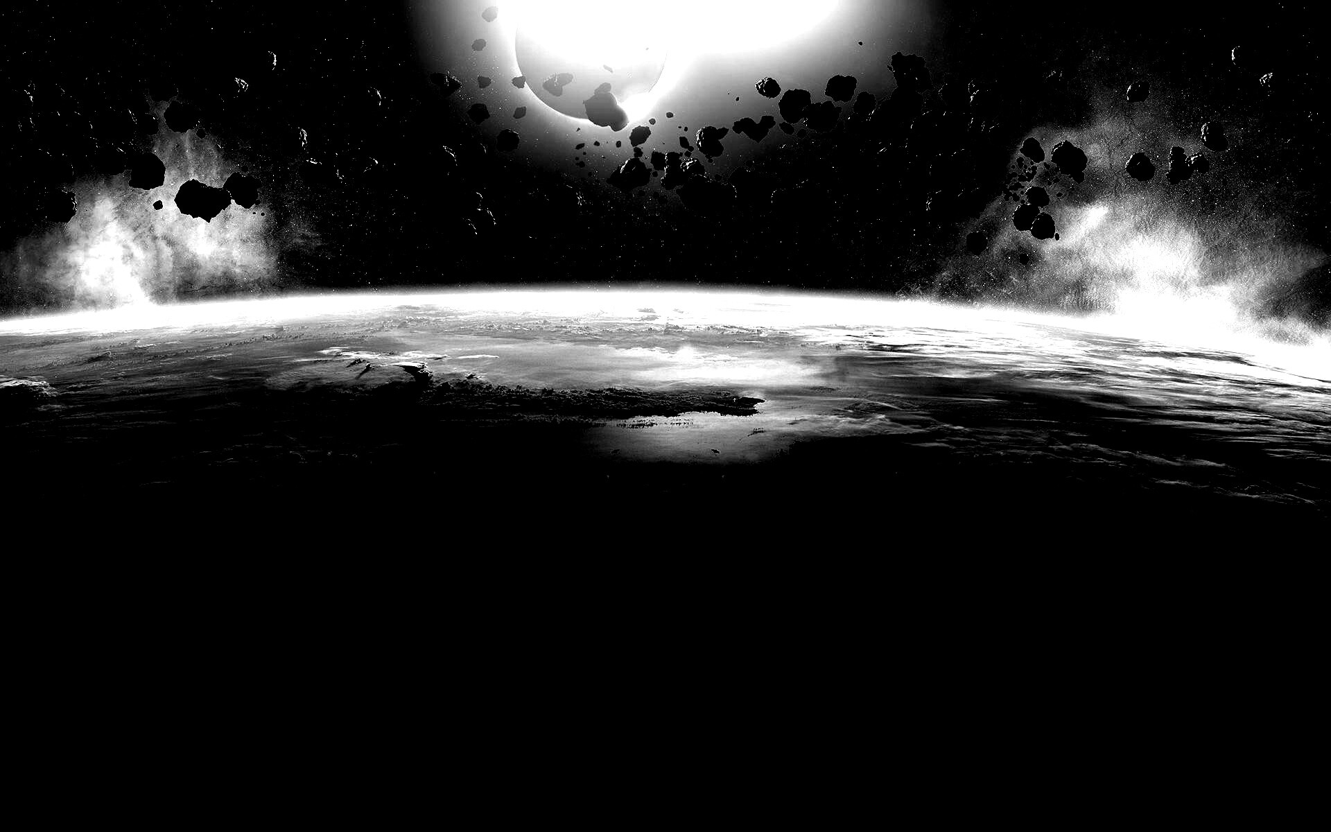 Пояс астероидов над планетой обои