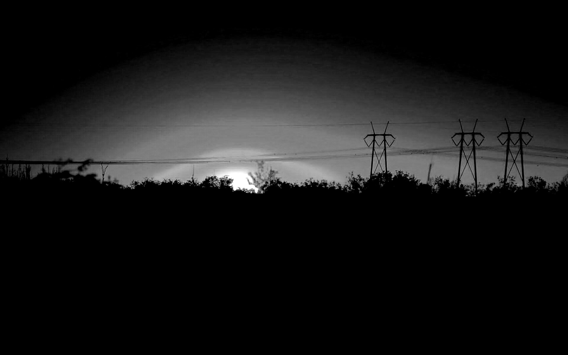 Закат за лесом обои