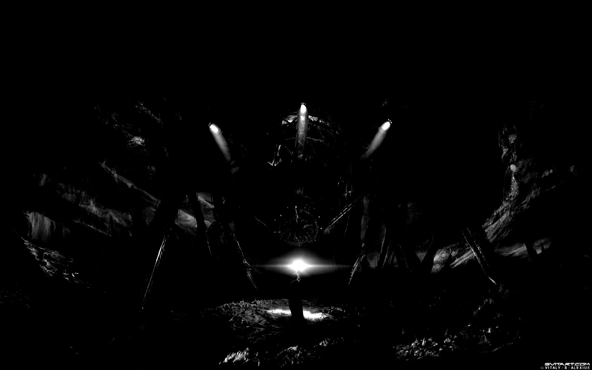 Свет против механического монстра обои