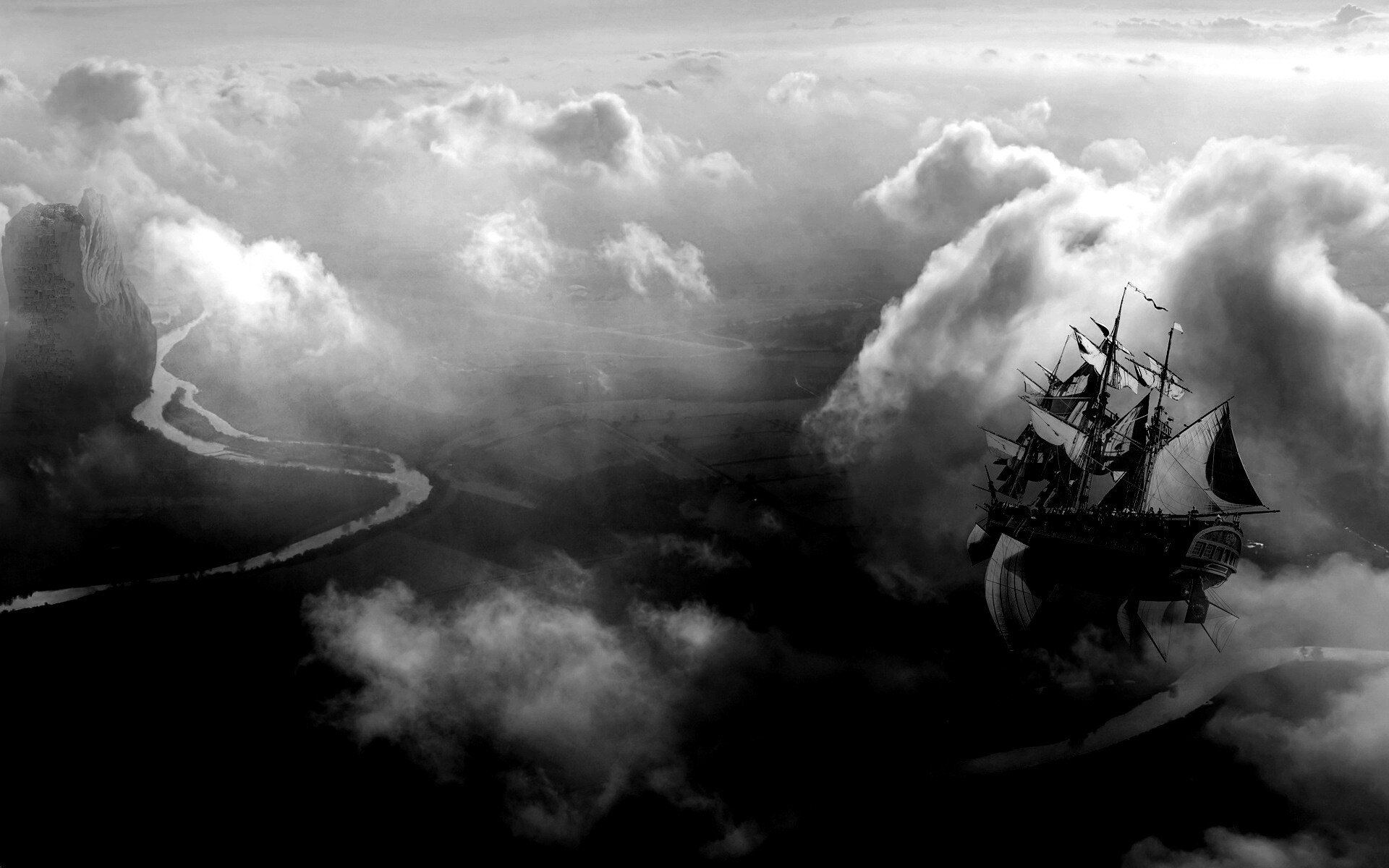 Летающий корабль обои