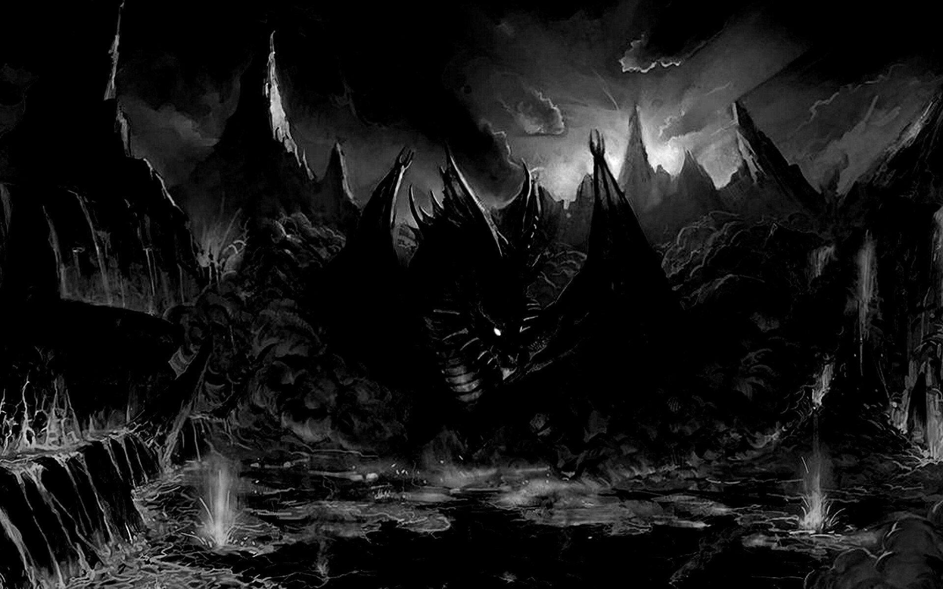 Дракон в лаве обои